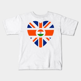British Indian Multinational Patriot Flag Series (Heart) Kids T-Shirt